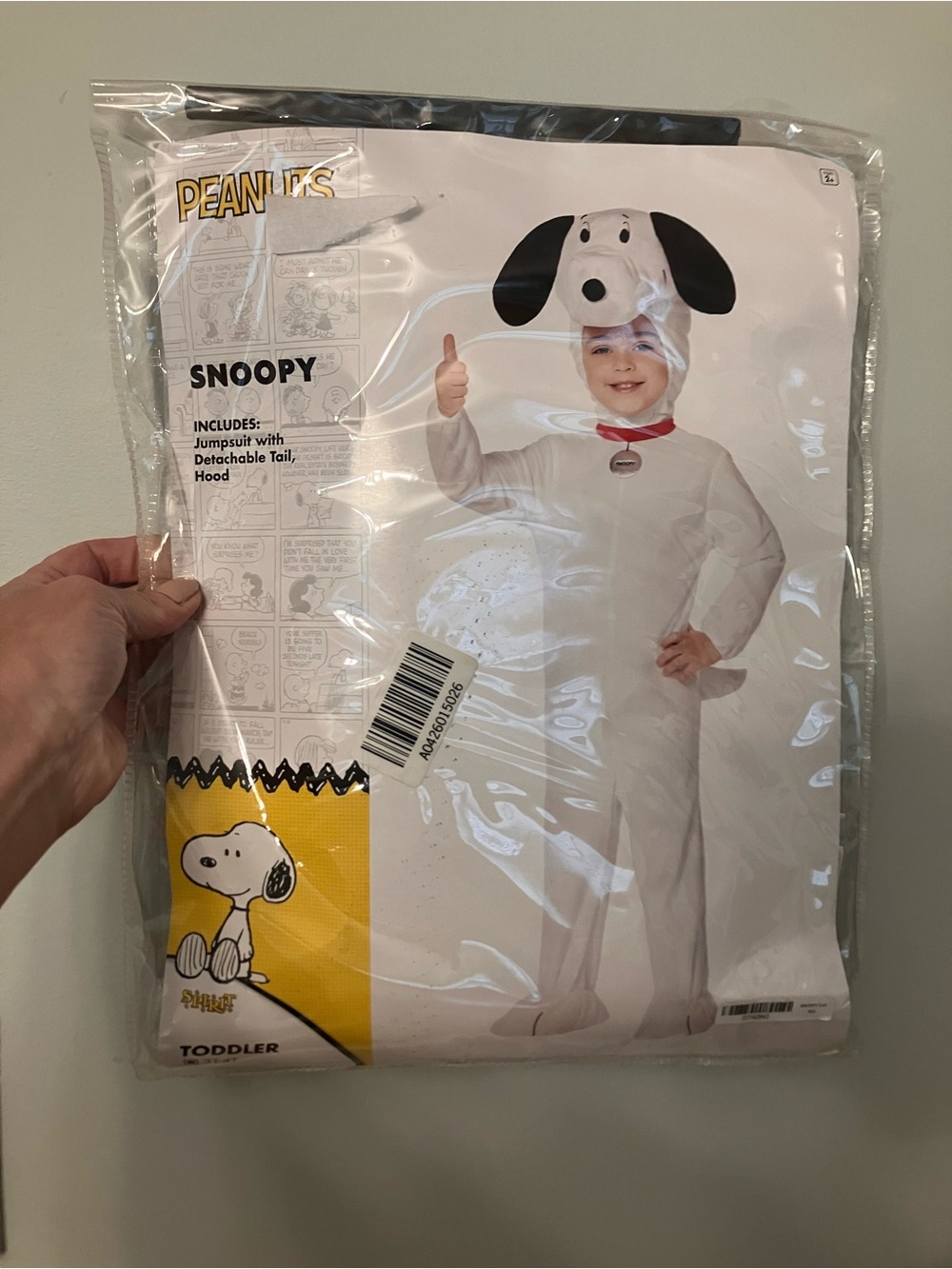 Spirit Peanuts Snoopy Toddler Costume - White with Black Ears and Red Collar